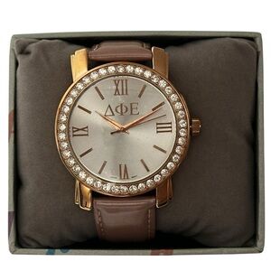 Delta Phi Epsilon Sorority Watch – 1980s Pink Leather Band – New in Box